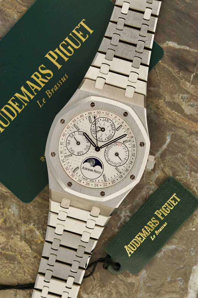 Featured image for Audemars Piguet Royal Oak Perpetual Calendar 26574ST Silver 2018 with original box and papers
