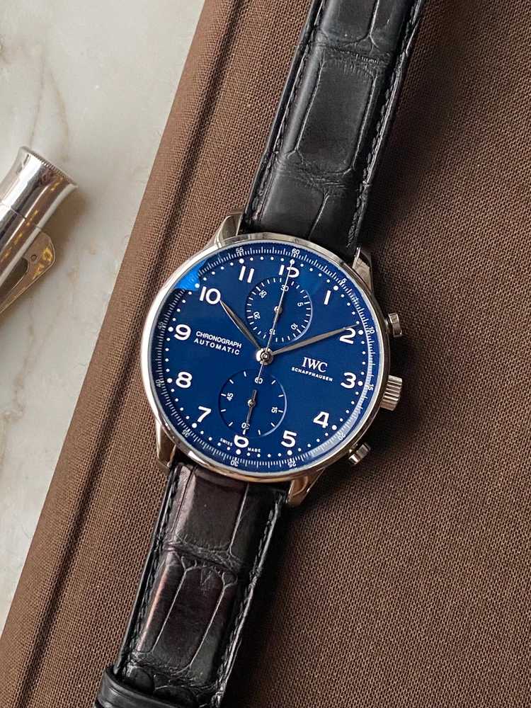 Featured image for IWC Portugieser Chronograph "150 Years" IW371601 Blue 2018 with original box and papers