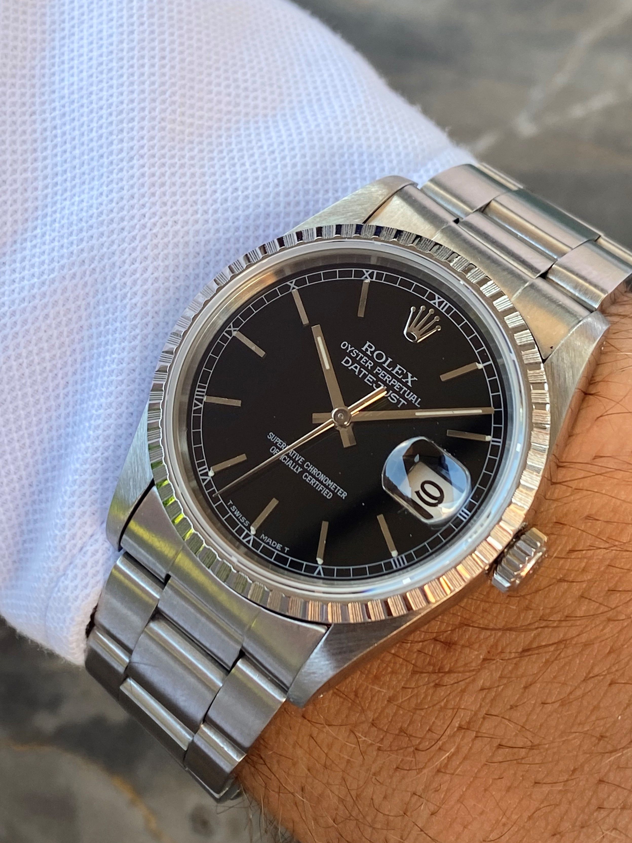 Rolex Datejust black dial 16220 Black 1991 with original box and