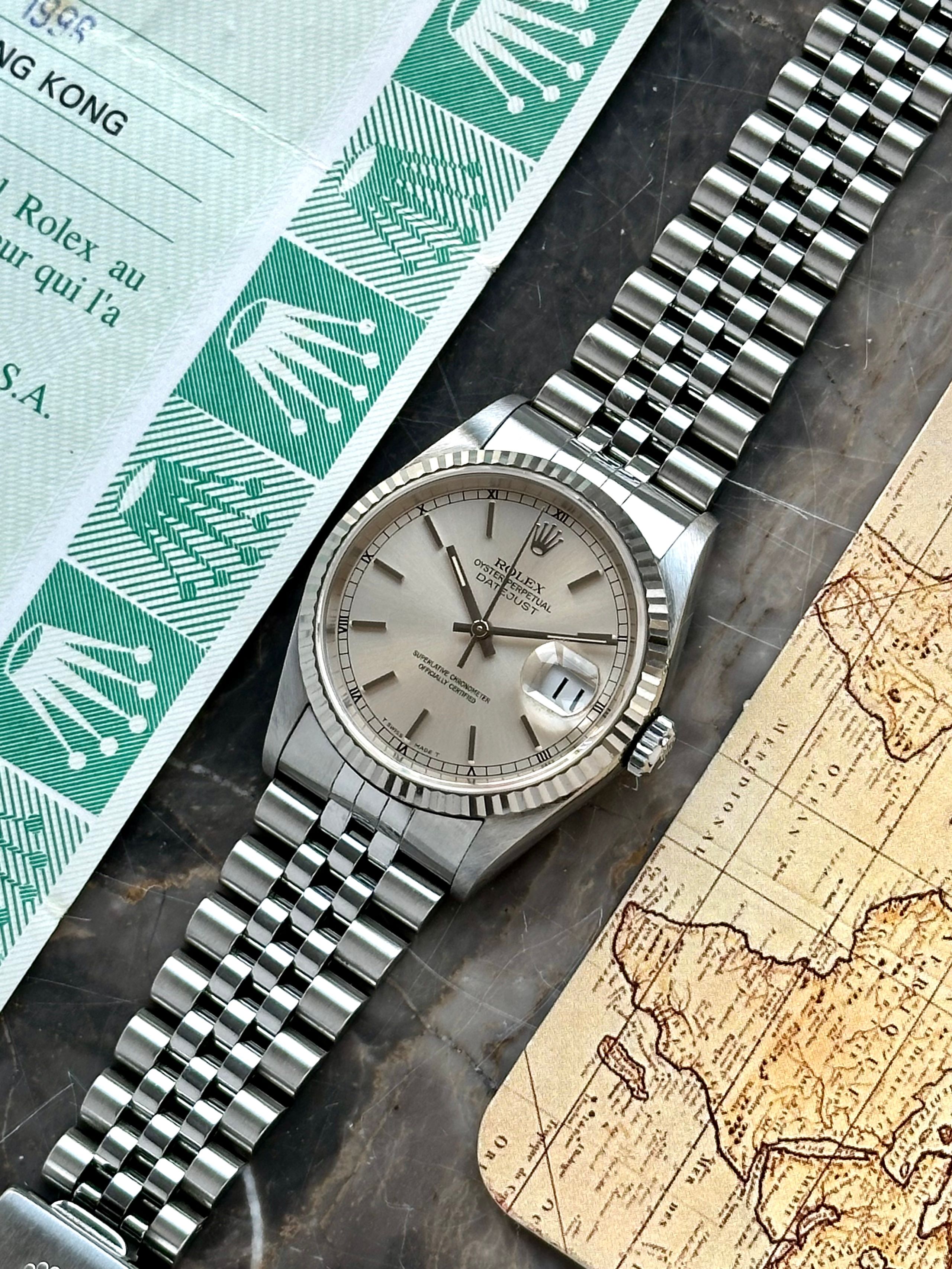 Rolex Datejust 16234 Silver 1993 with original box and papers