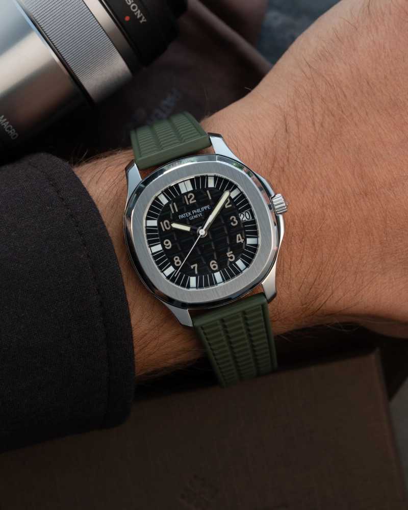 Wrist shot image for Patek Philippe Aquanaut 5065 Black 2005 with original box and papers