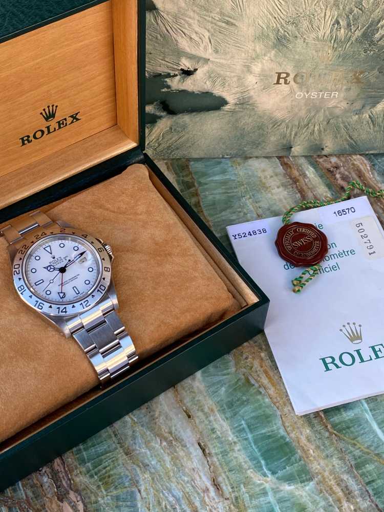 Detail image for Rolex Explorer II "polar" 16570 White 2002 with original box and papers