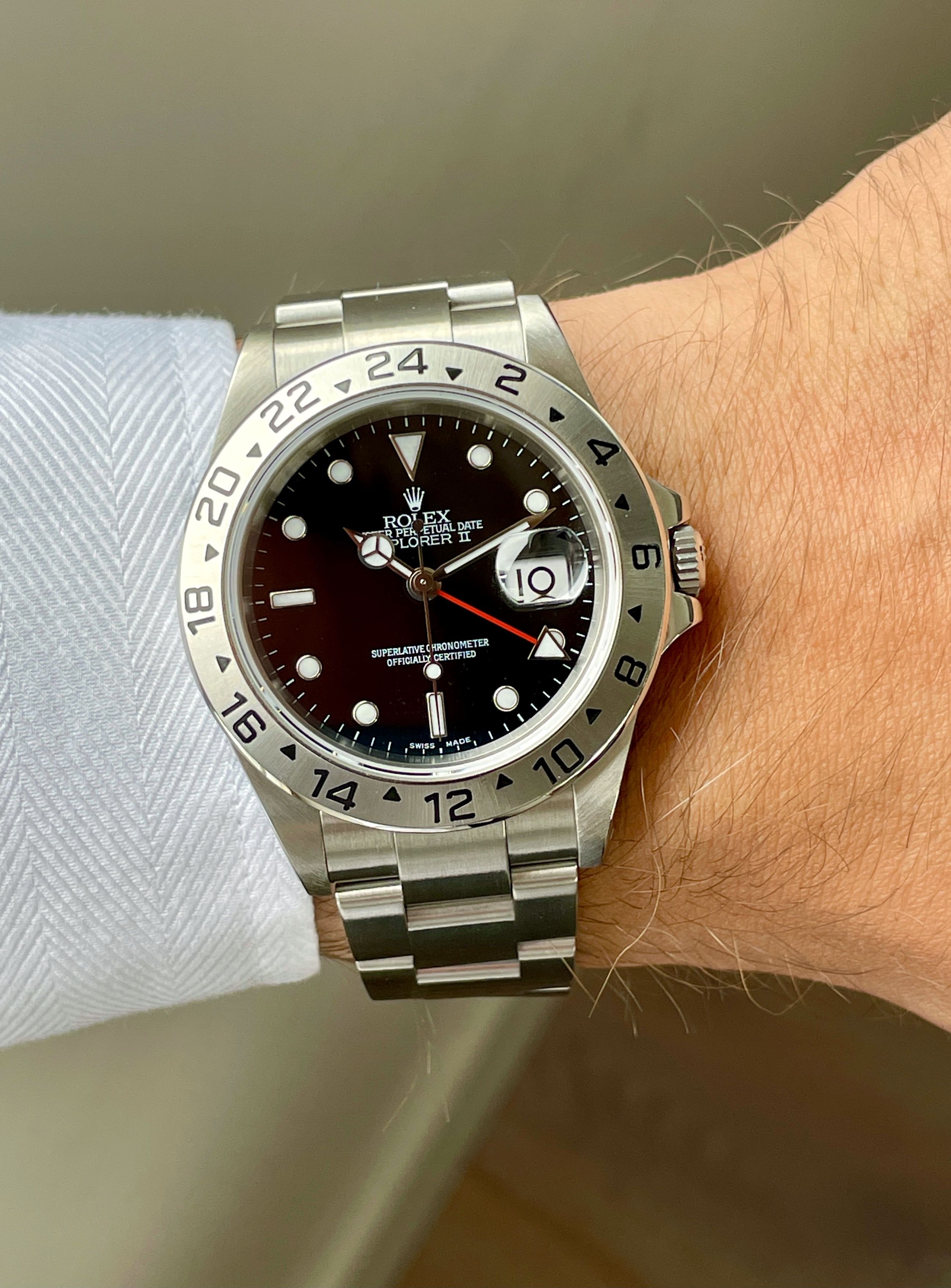 Rolex Explorer II Full Set 16570 Black 2002 with original box and