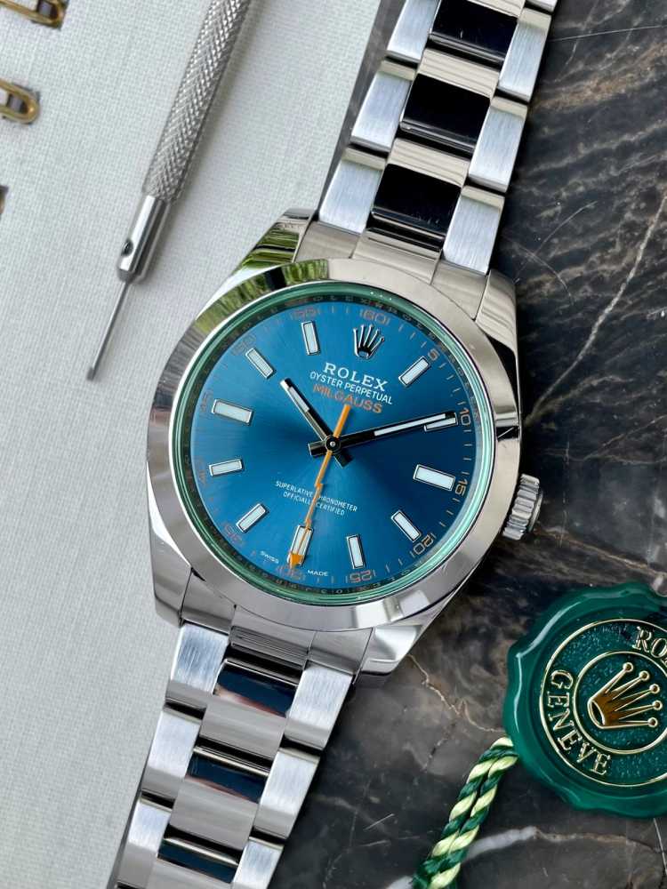 Featured image for Rolex Milgauss 116400GV Blue 2016 with original box and papers