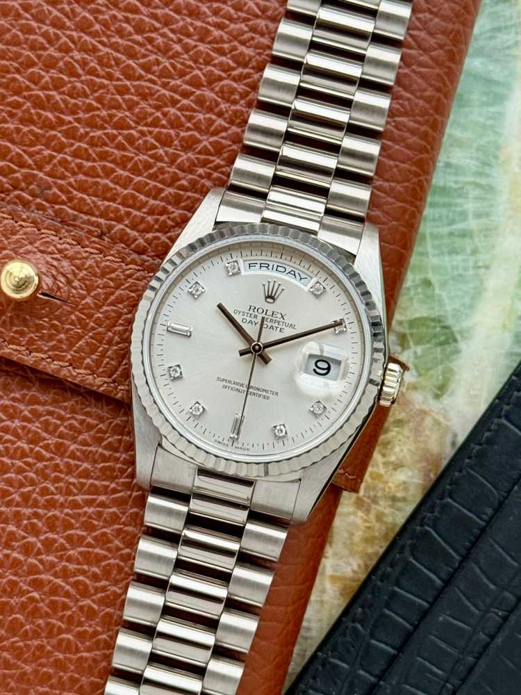 Featured image for Rolex Day-Date "Diamond" 18239 Silver 1995 