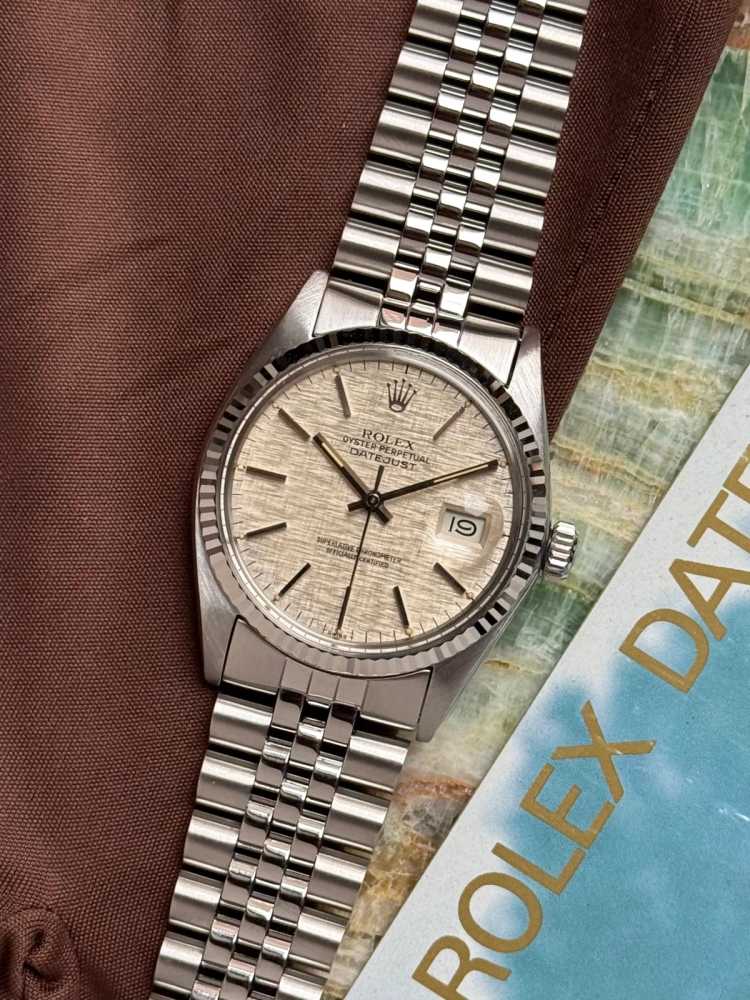 Featured image for Rolex Datejust "Linen" 16014 Silver Linen 1984 with original box and papers 2