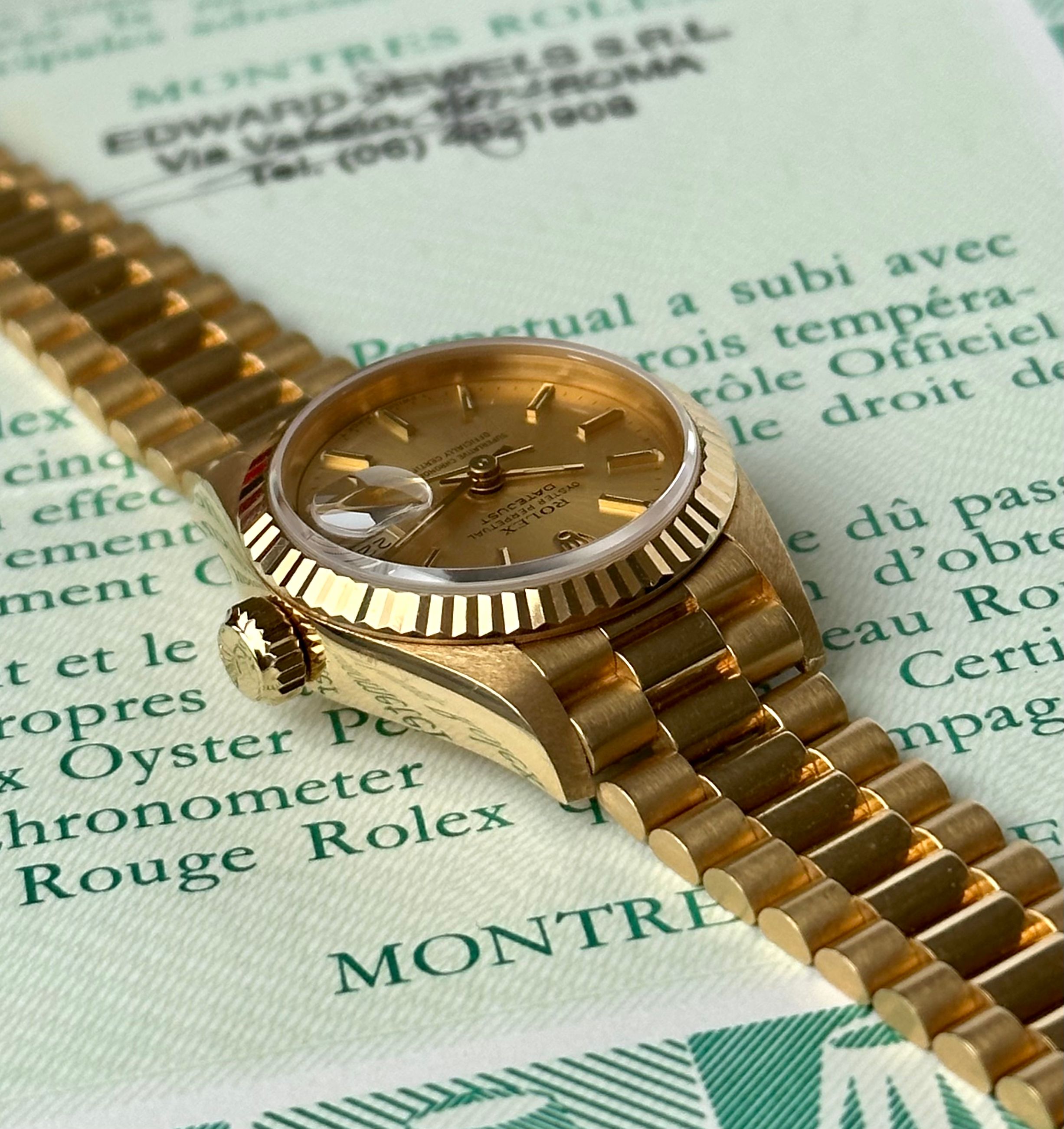 Rolex Lady-Datejust 69178 Gold 1990 with original box and papers