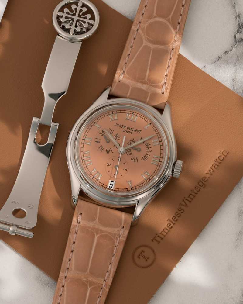 Featured image for Patek Philippe Annual Calendar "Platinum - Salmon" 5035P Gold 1999 with original box and papers