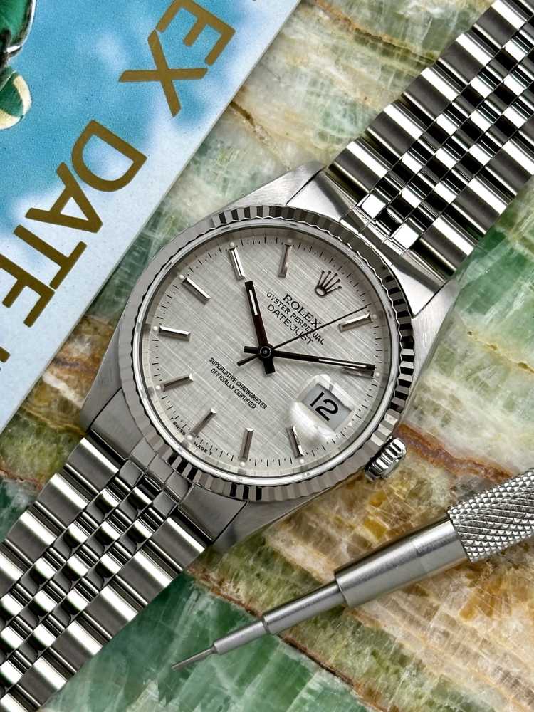 Image for Rolex Datejust "Linen" 16234 Silver Linen 1990 with original box and papers