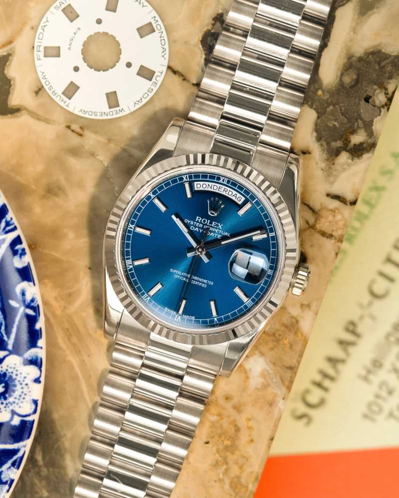 Featured image for Rolex Day-Date 118239 Blue 2000 with original box and papers