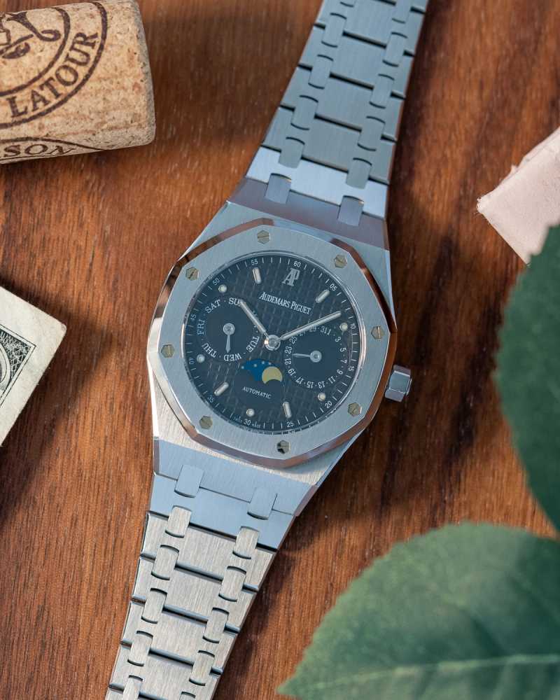 Featured image for Audemars Piguet Royal Oak "Day Date Moonphase" 25594ST "Day-Date + Moonphase" Grey 2004 with original box and papers