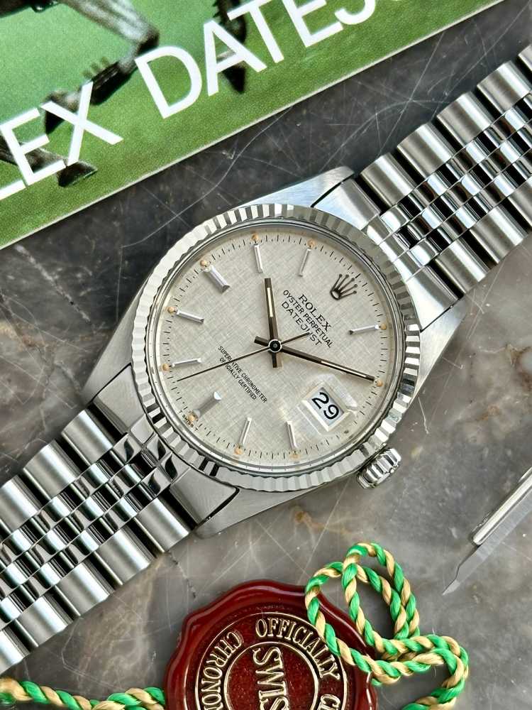 Image for Rolex Datejust "Linen" 16014 Silver Linen 1979 with original box and papers 2