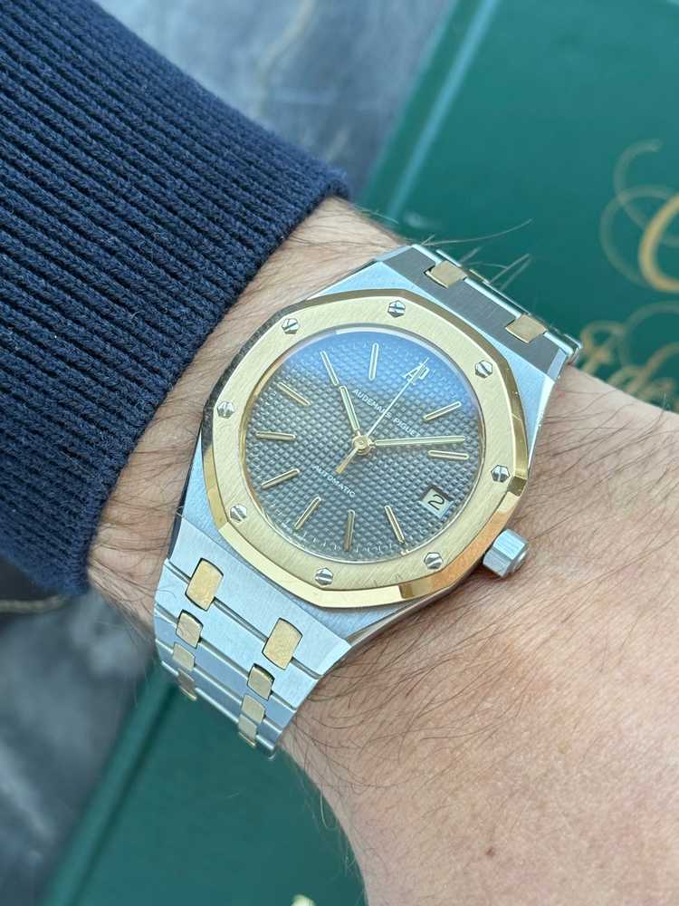 Wrist shot image for Audemars Piguet Royal Oak 4332SA Grey 1984 with original box and papers