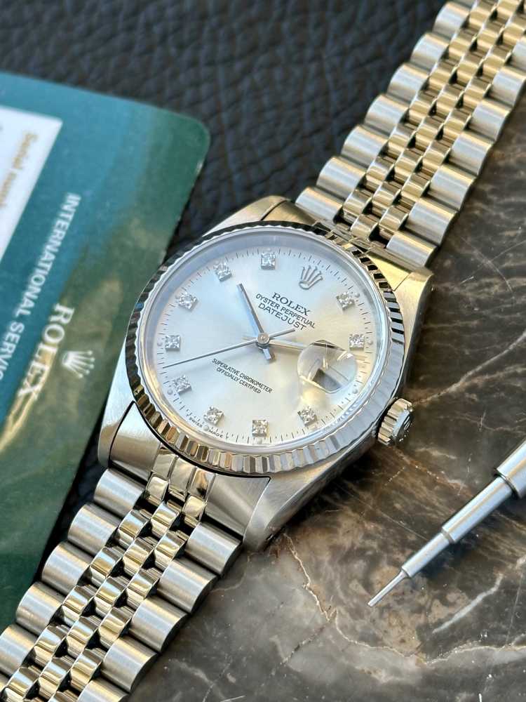 Image for Rolex Datejust "Diamond" 16234G Silver 1990 with original box and papers