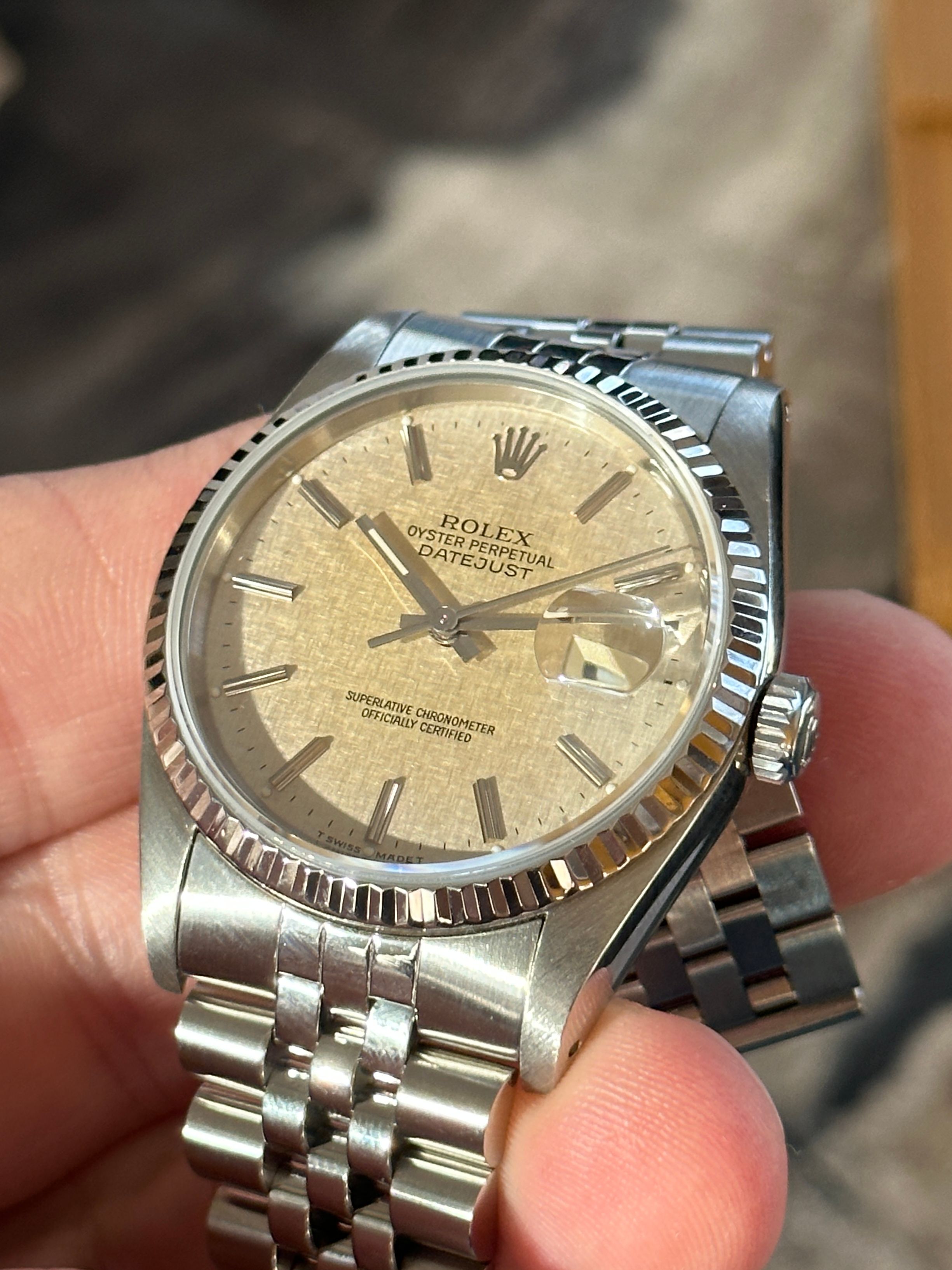 ROLEX BOX4個HK Rolex Mens Datejust Two-Tone Watch Blue Mother of Pearl Dial