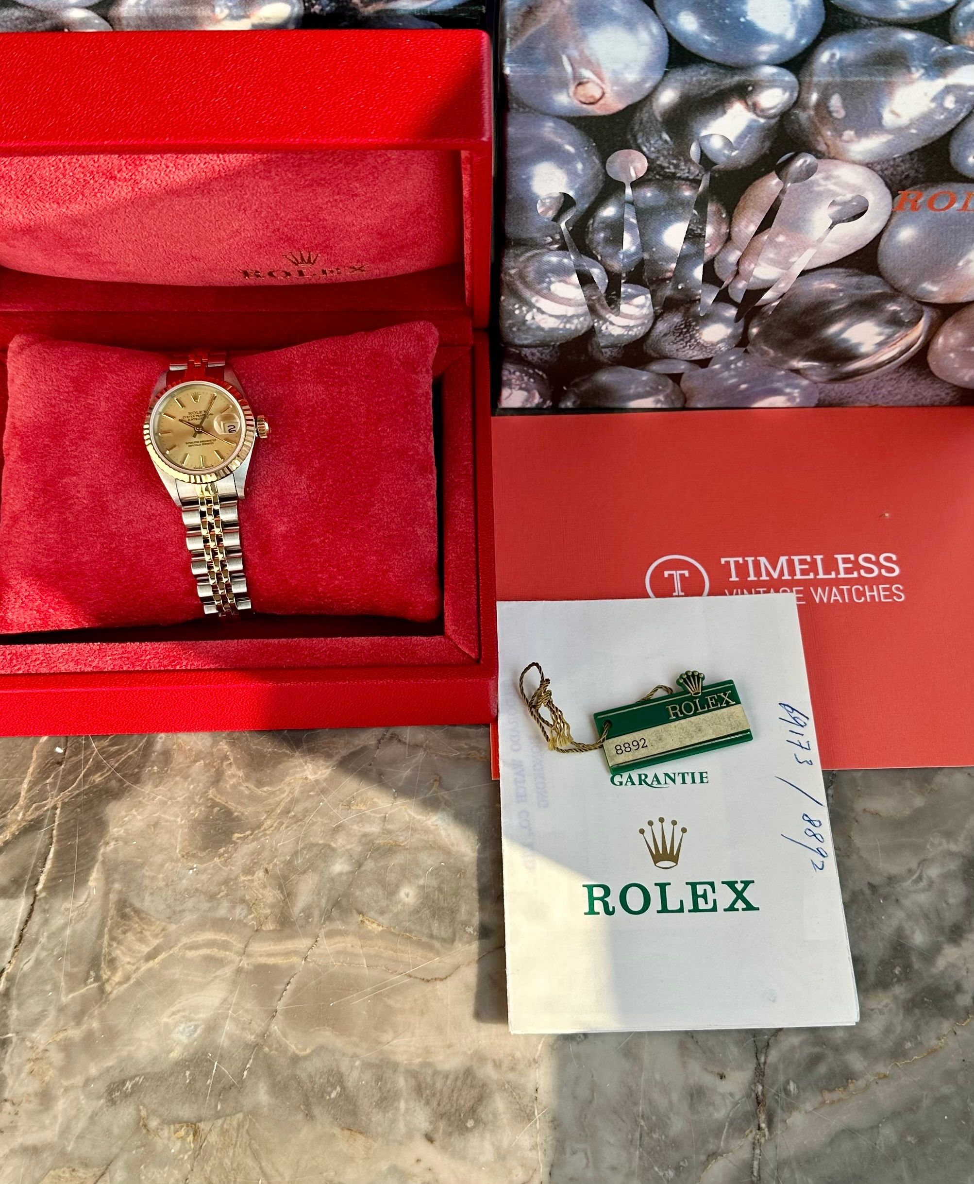 Rolex Lady-Datejust 69173 Gold 1985 with original box and papers