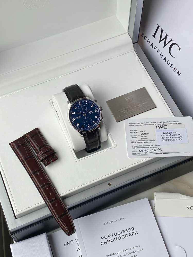Image for IWC Portugieser Chronograph "150 Years" IW371601 Blue 2018 with original box and papers