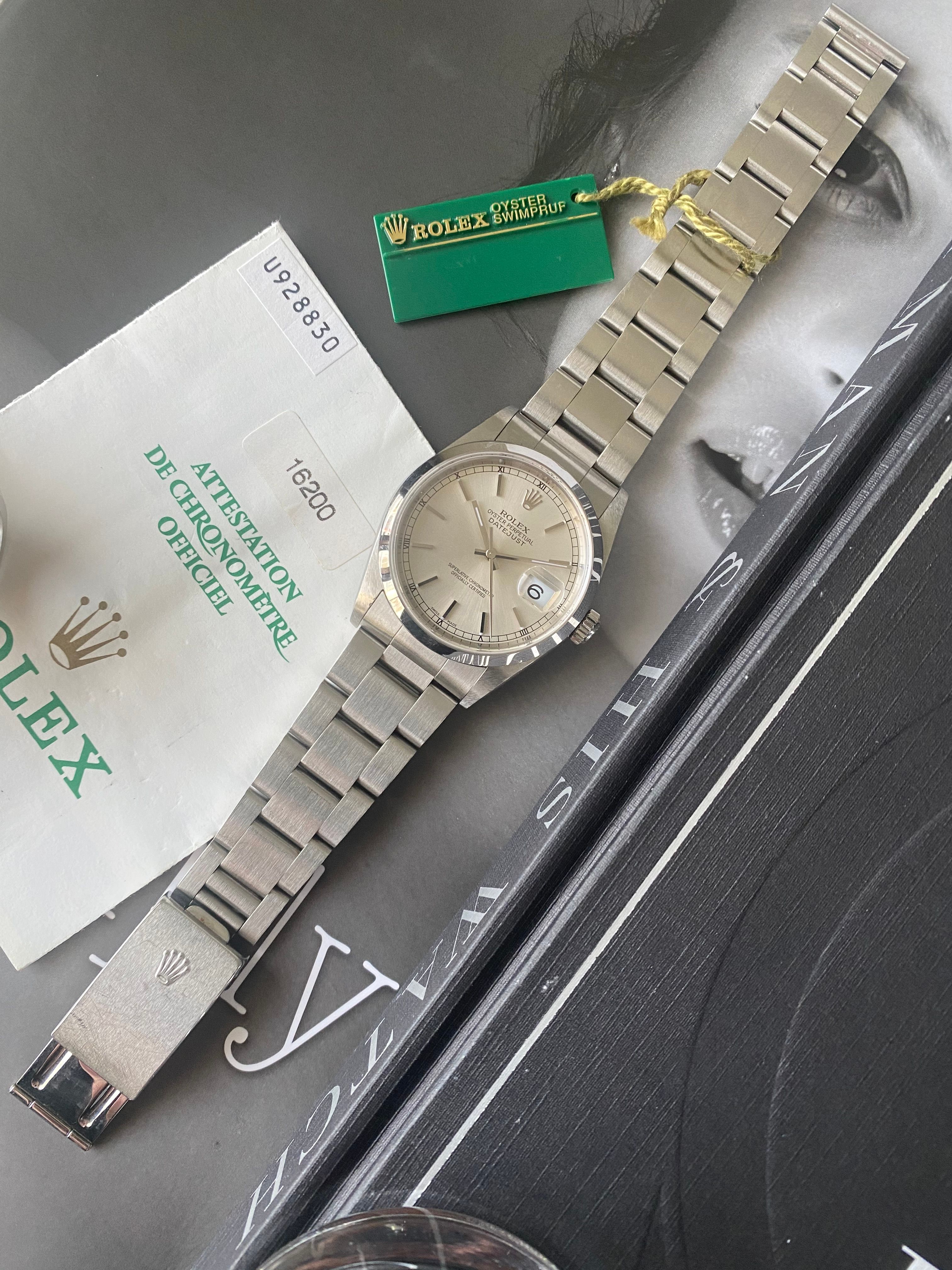 Rolex Datejust 16200 Silver 1998 with original papers