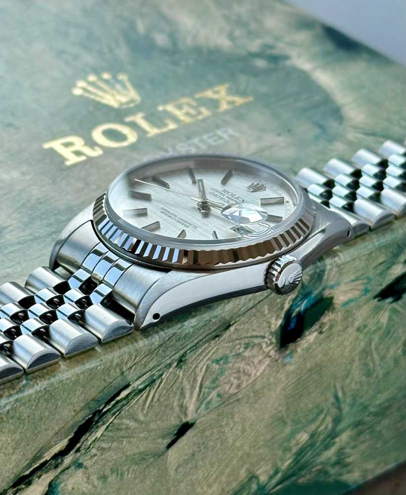 Image for Rolex Datejust "Linen" 16234 Silver Linen 1988 with original box and papers