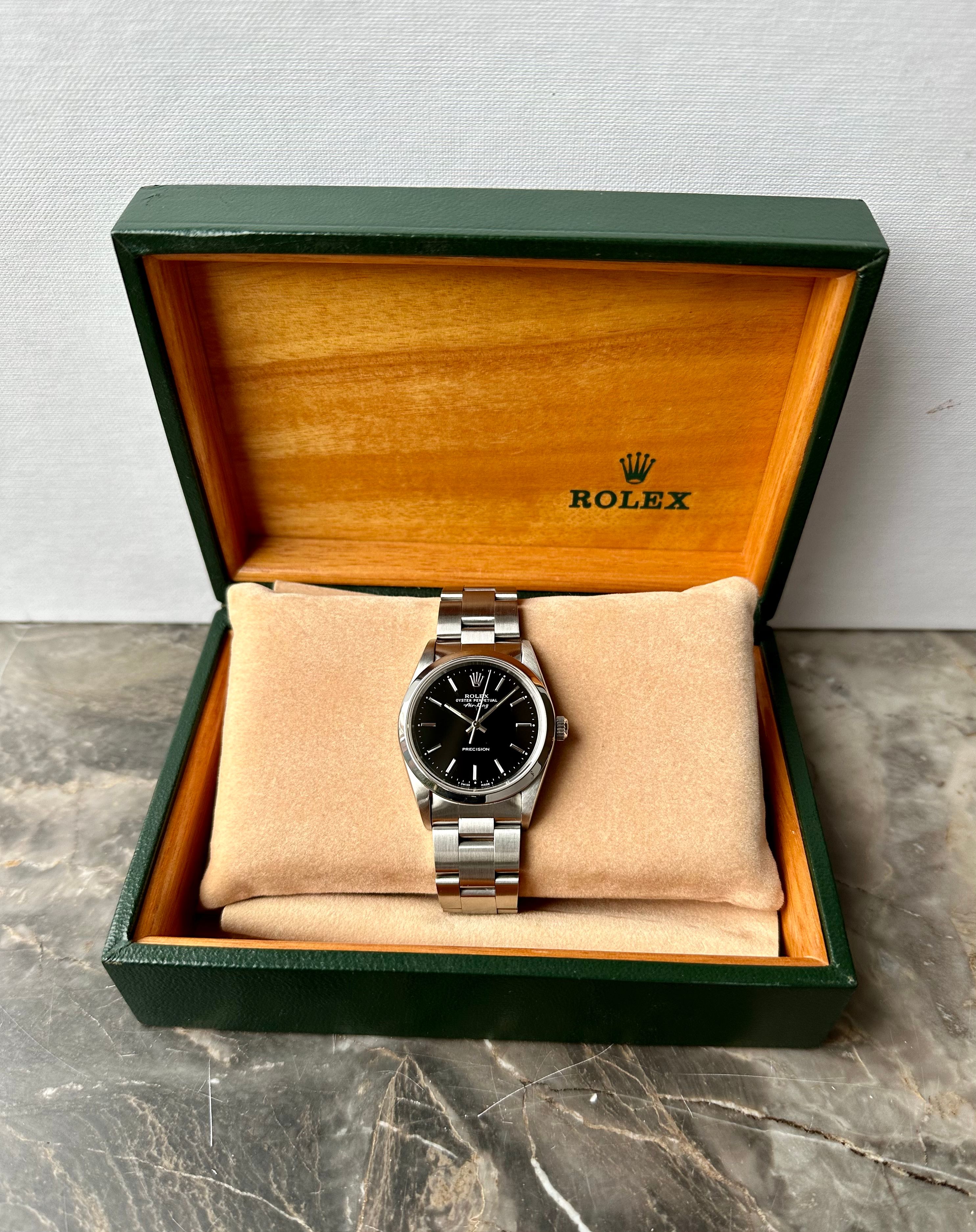 Rolex Air King 14000 Black 1998 with original box and papers