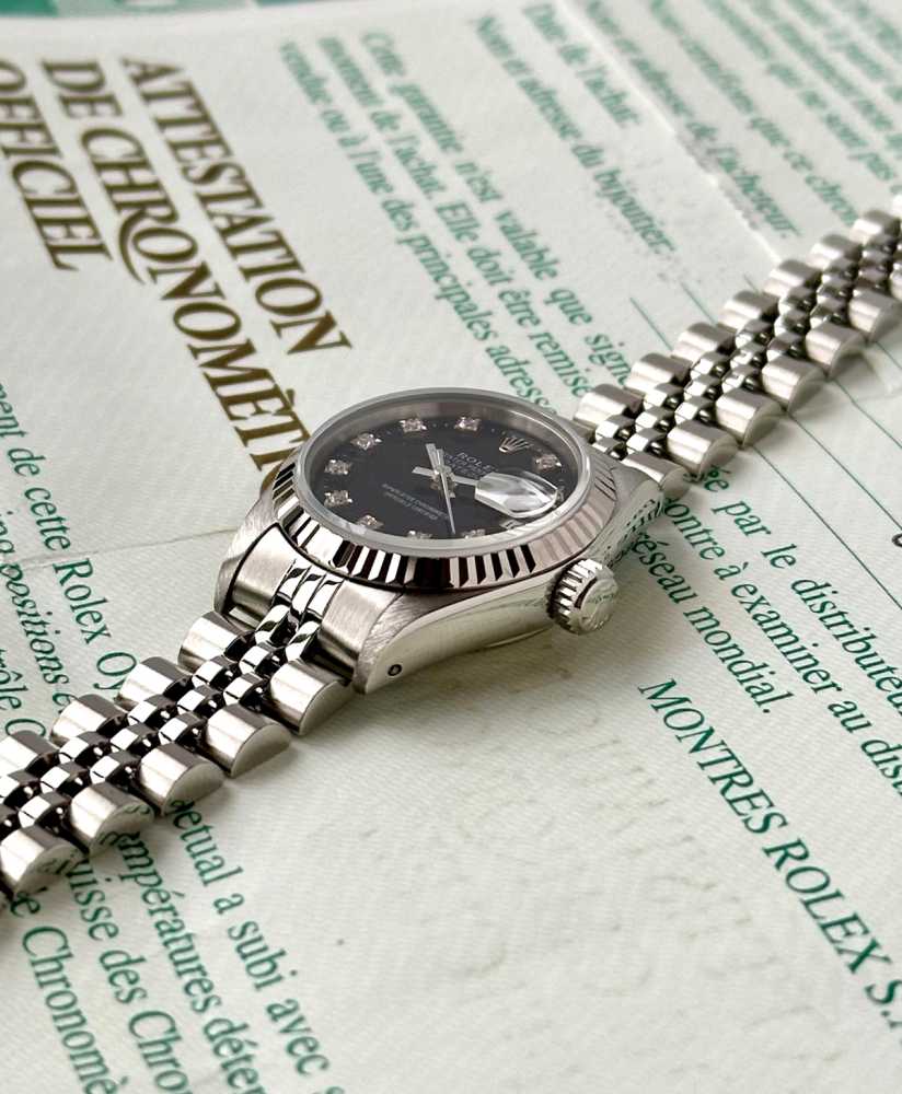 Image for Rolex Lady-Datejust "Diamond" 69174G Black 1993 with original box and papers