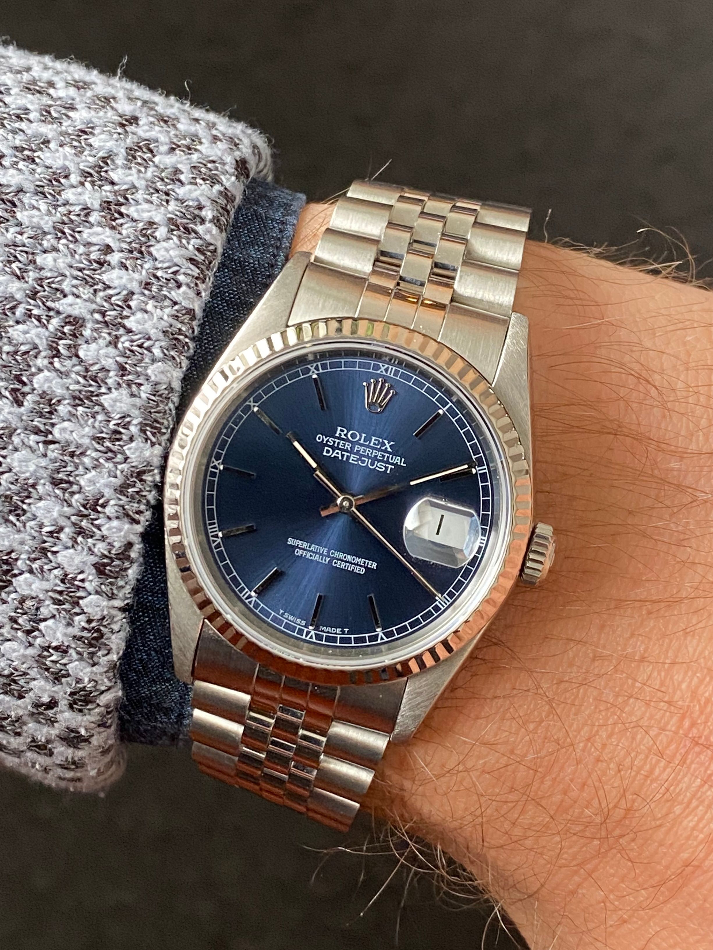 Rolex MB Datejust 16234 Blue 1993 with original box and papers
