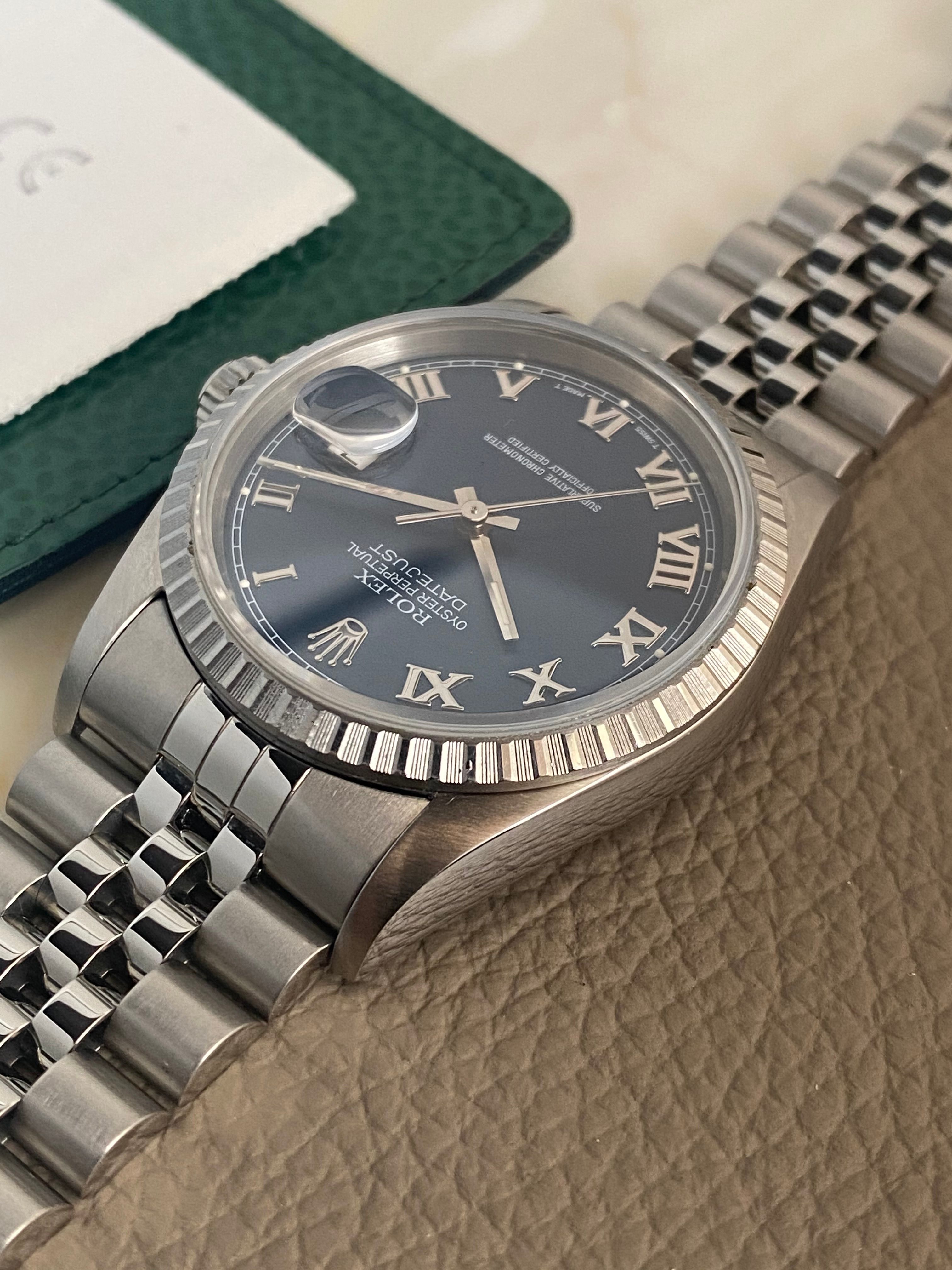 Rolex Datejust 16220 Blue 1994 with original box and papers