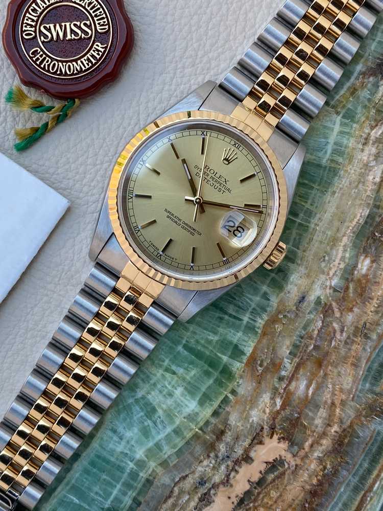 Image for Rolex Datejust Gold Dial 16233  1999 with original box and papers