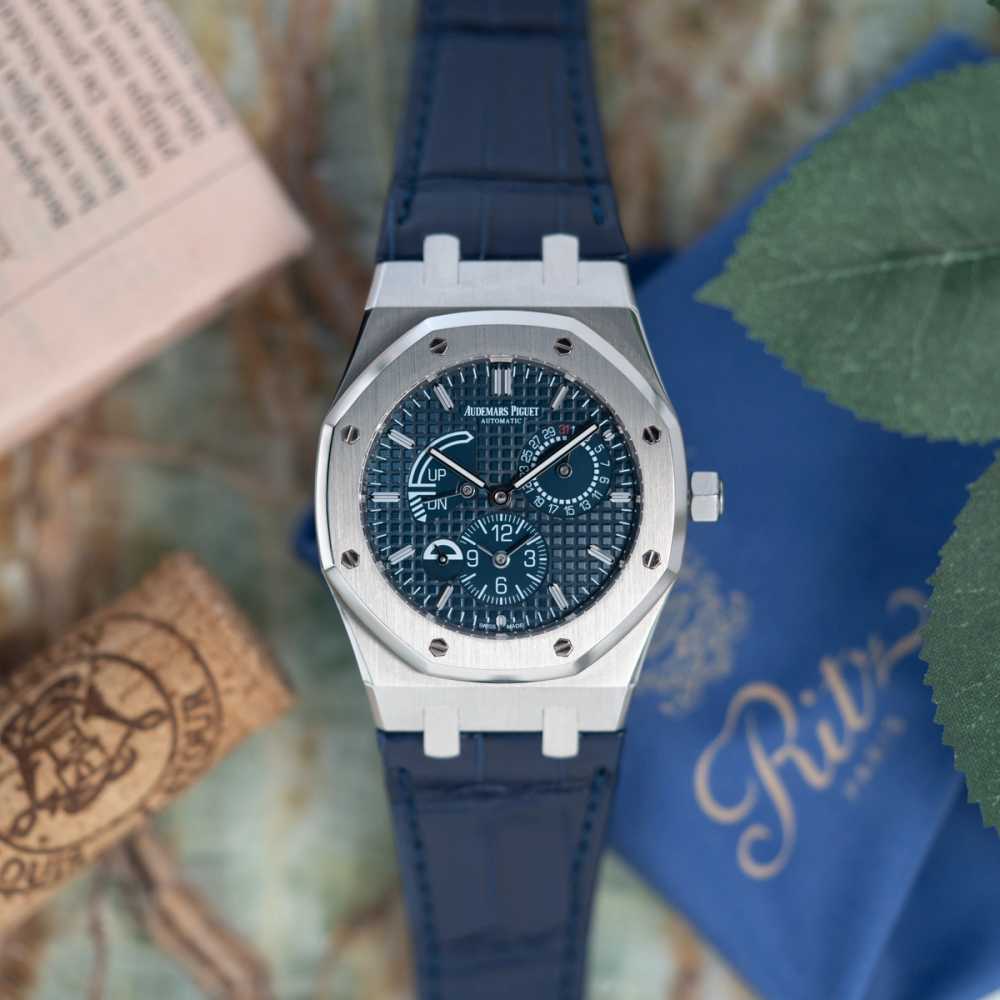 Image for Audemars Piguet Royal Oak "Dual Time" 26124ST Blue 2017 with original box and papers