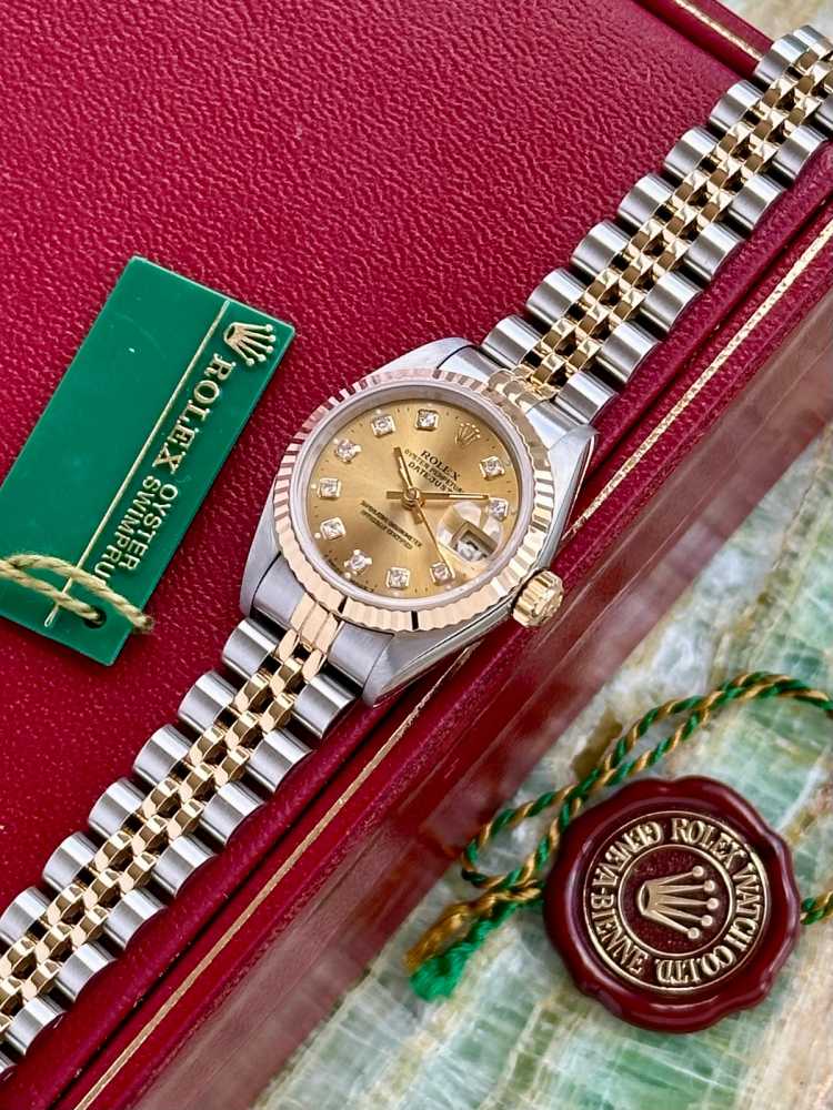 Image for Rolex Lady-Datejust "Diamond" 69173G Gold 1995 with original box and papers 4