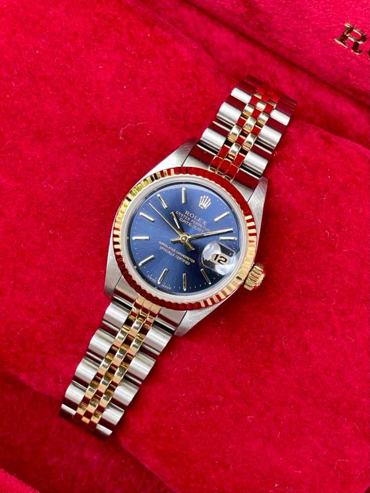 Wrist shot image for Rolex Lady Datejust 79173 Blue 2001 with original box and papers