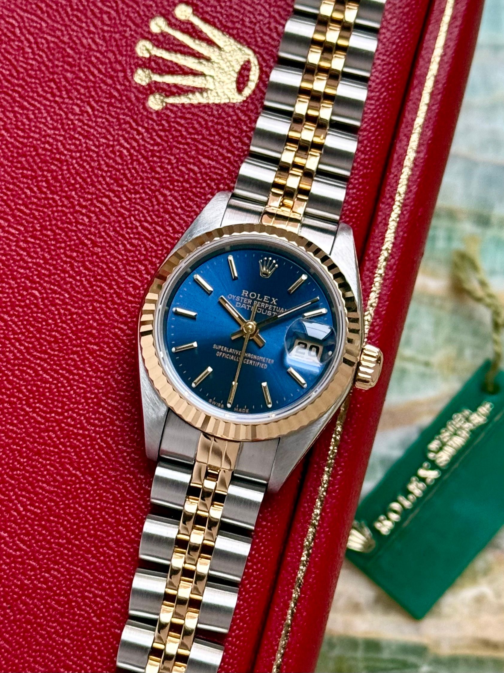 ROLEX DATEJUST 79173 7コマ Rolex Lady-Datejust 79173 Blue 2002 with original box and papers