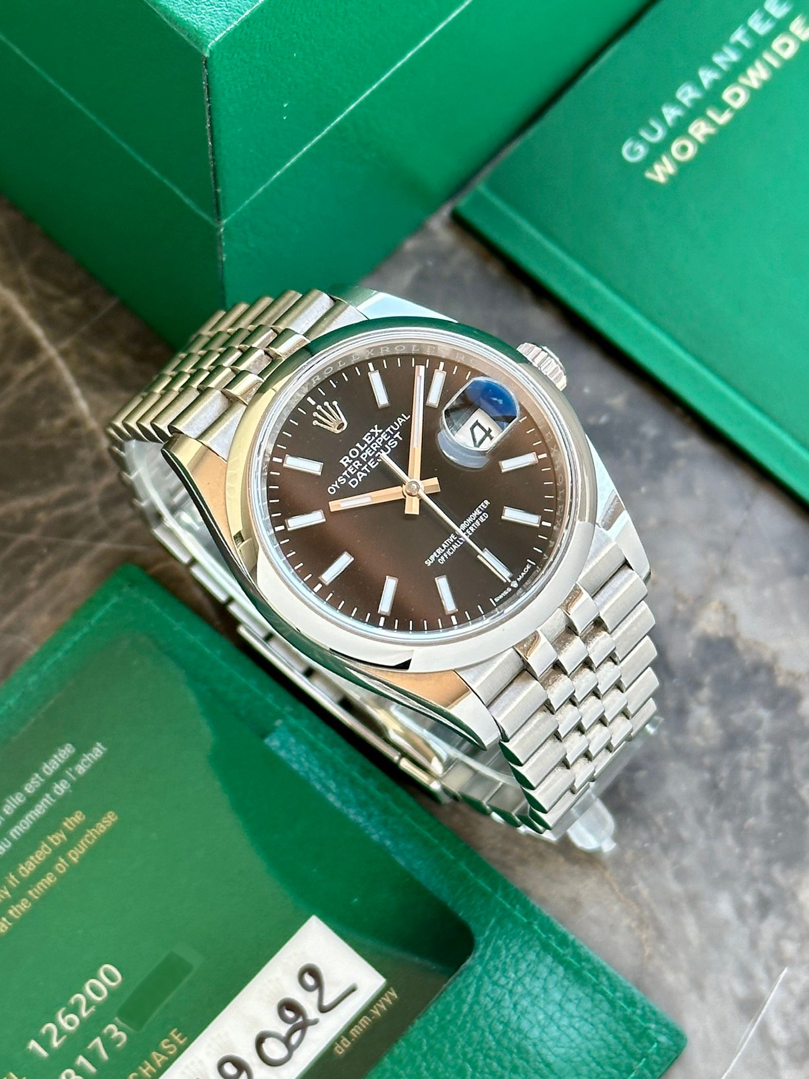 Rolex Datejust 126200 Black 2022 with original box and papers