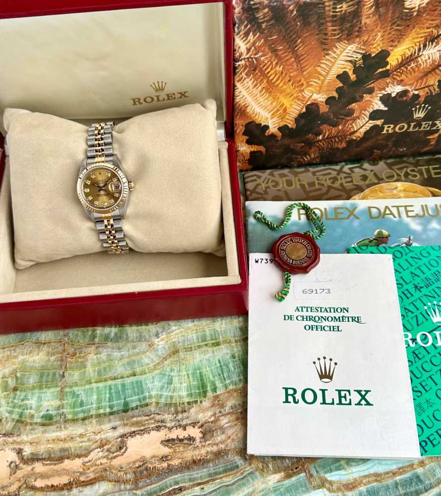 Image for Rolex Lady-Datejust "Diamond" 69173G Gold 1995 with original box and papers 4