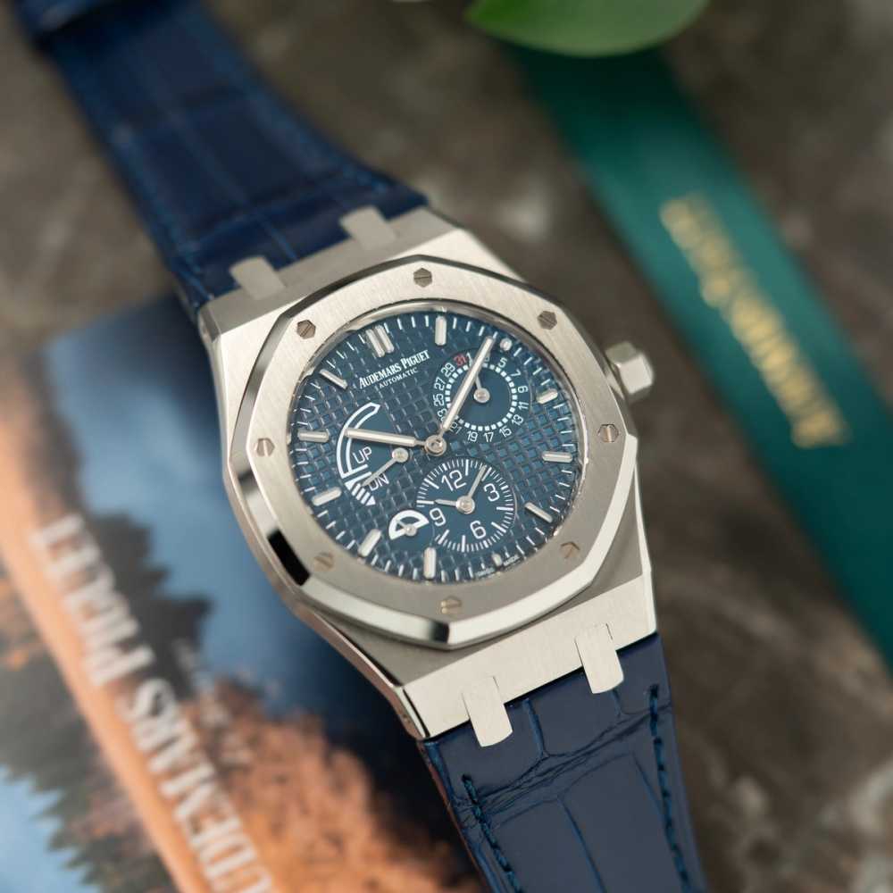 Image for Audemars Piguet Royal Oak "Dual Time" 26124ST Blue 2017 with original box and papers