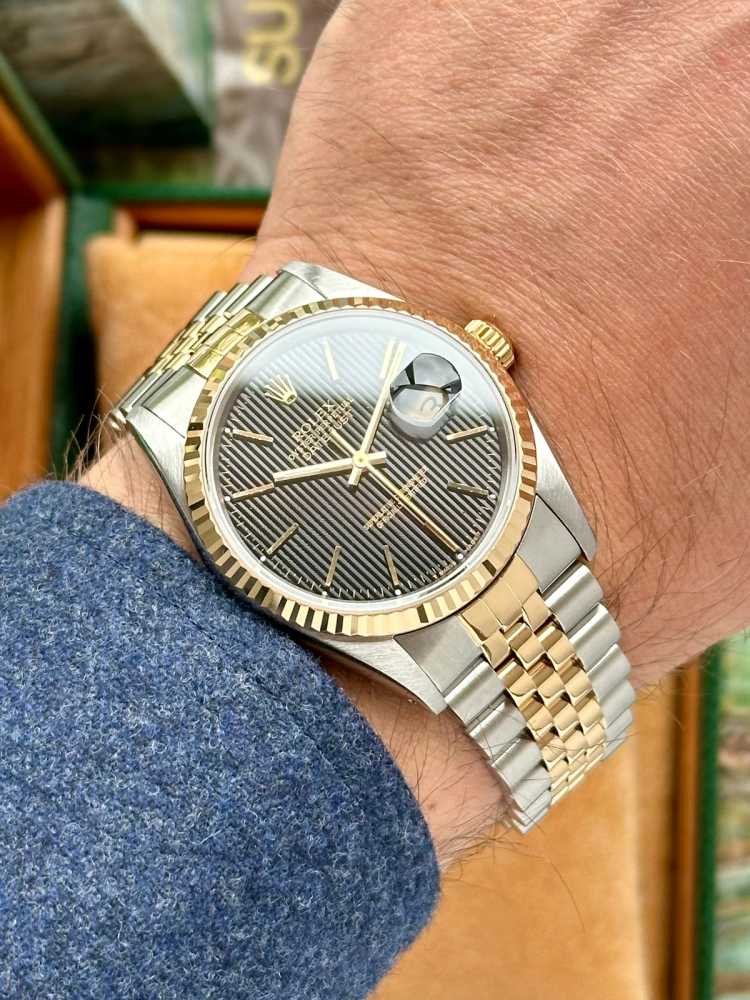 Image for Rolex Datejust "Tapestry" 16233 Black 1991 with original box and papers