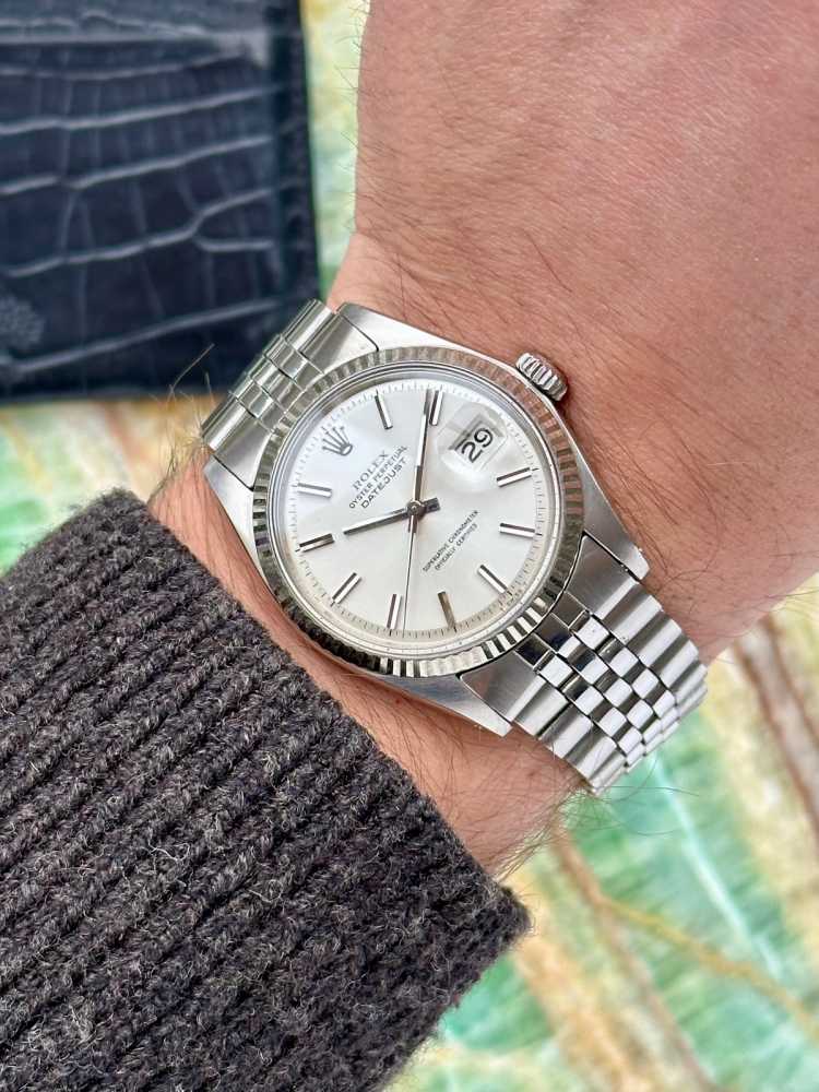 Wrist shot image for Rolex Datejust 1601 Silver 1978 