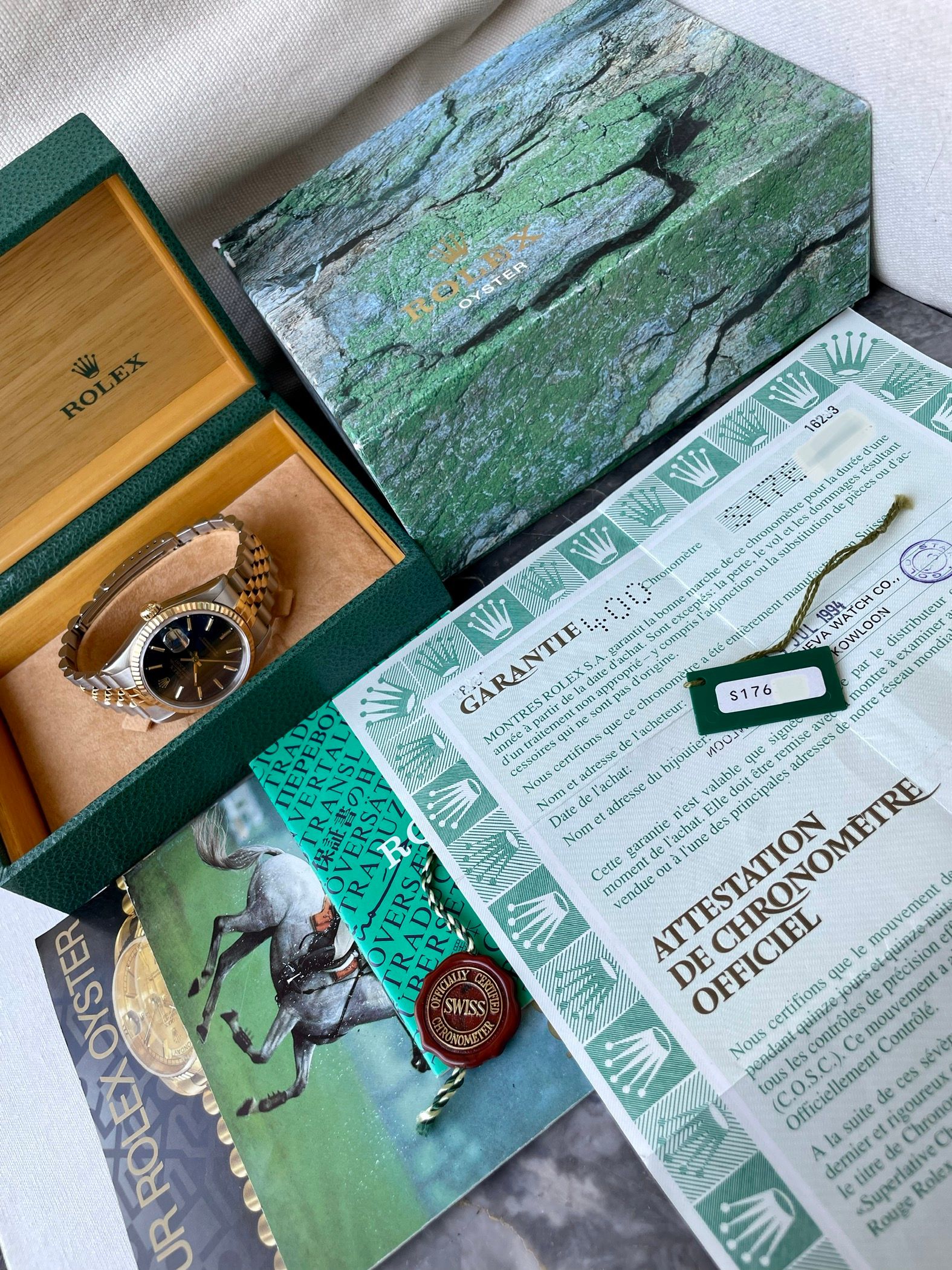 Rolex Datejust 16233 Blue 1993 with original box and papers