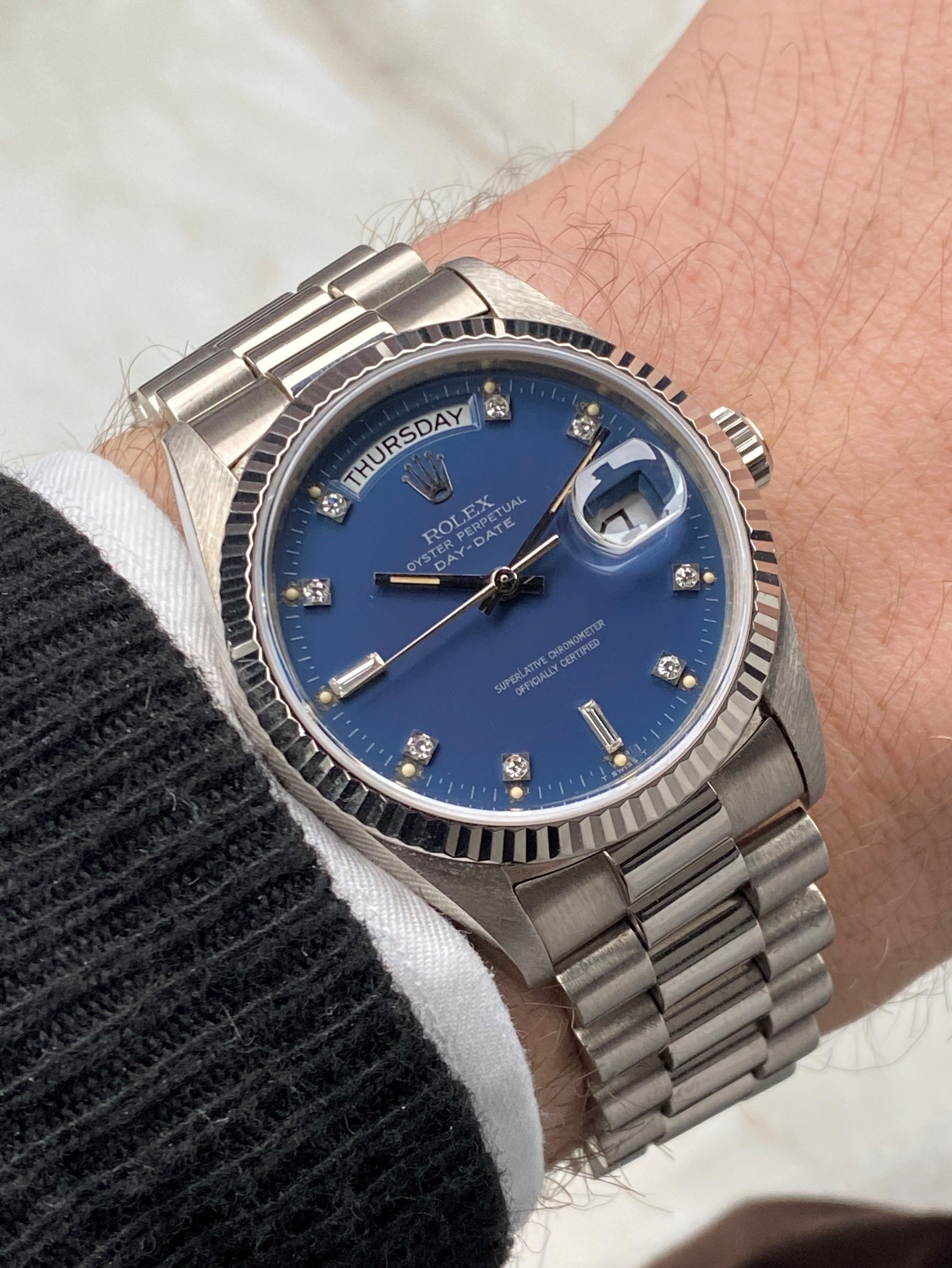 Rolex Day Date Diamond 18039 Blue 1987