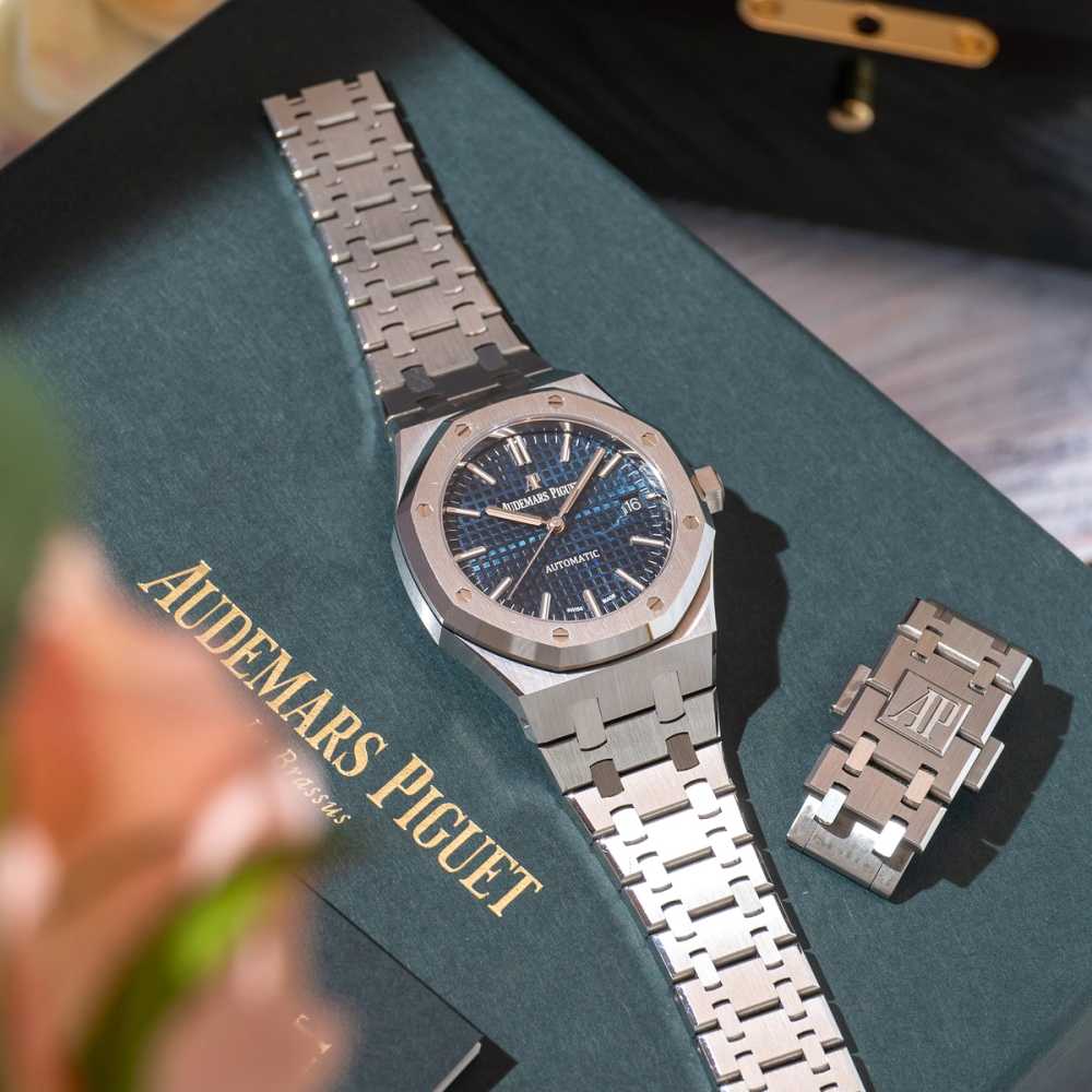 Image for Audemars Piguet Royal Oak "Blue dail" 15450ST Blue 2020 with original box and papers