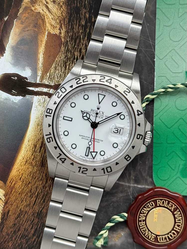 Featured image for Rolex Explorer 2 16570 T White 2006 with original box and papers