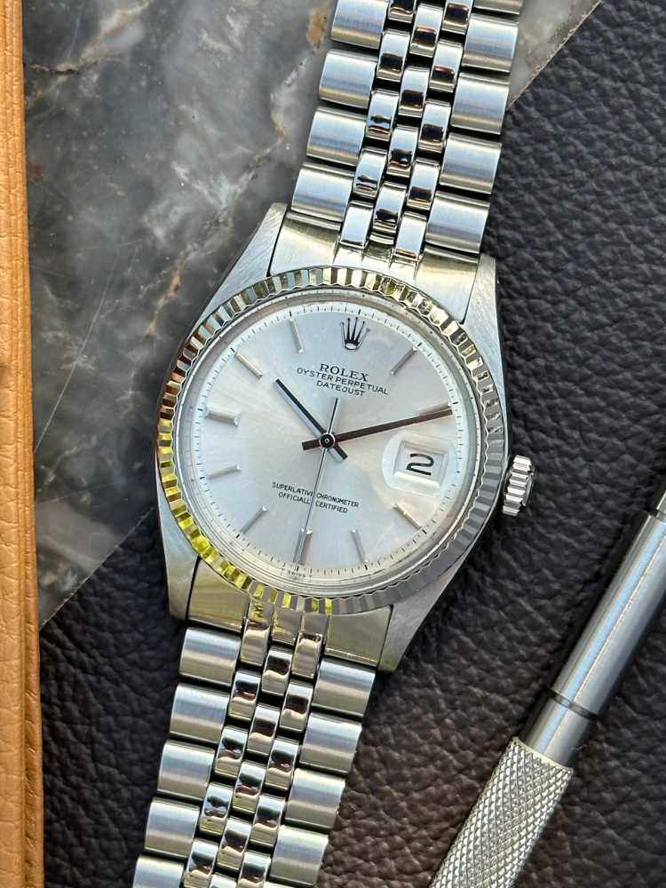 Featured image for Rolex Datejust "No-Lume" 1601 Silver 1973 with original box and papers
