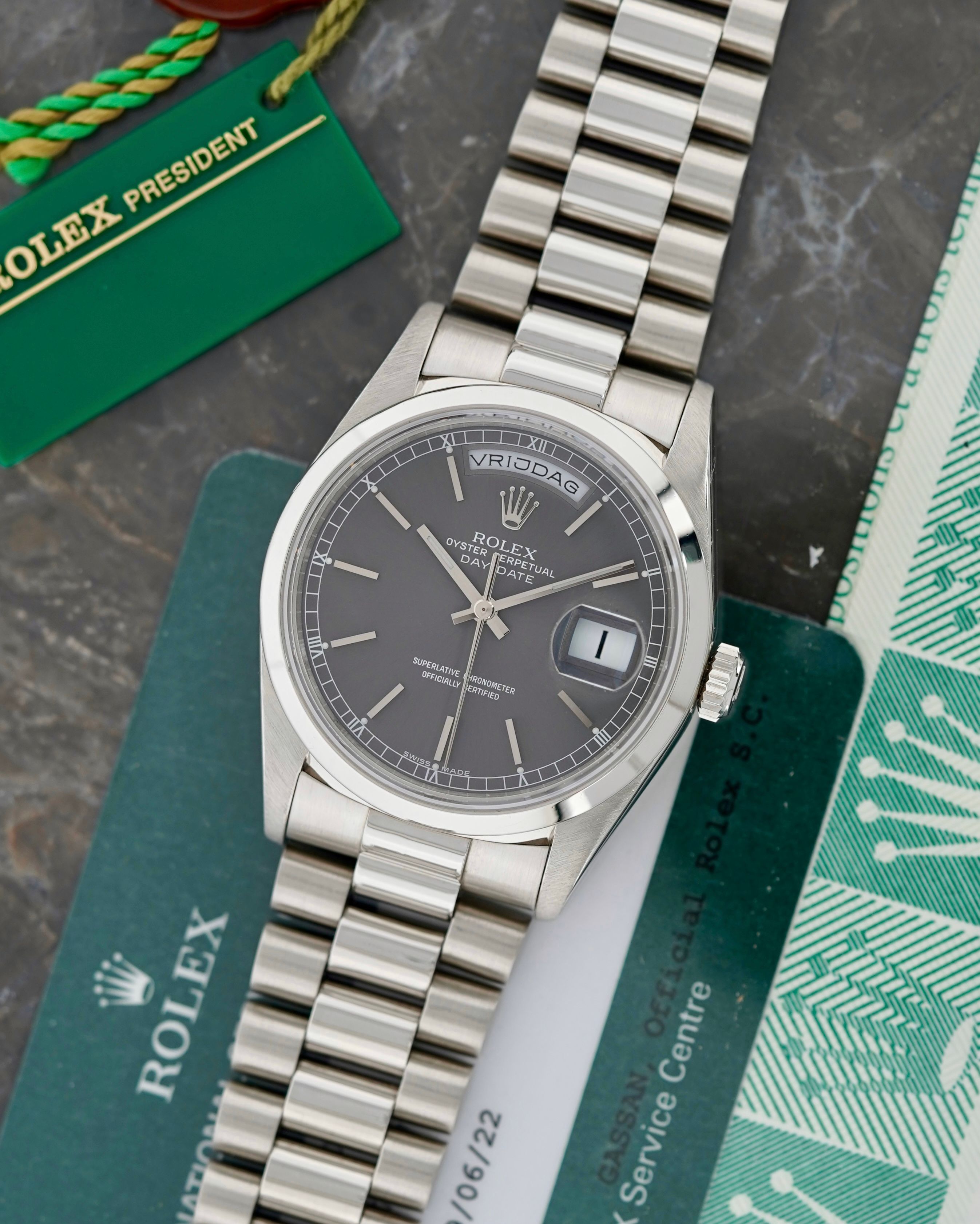 Rolex Day Date Full Set 18206 Grey 1999 with original box and papers