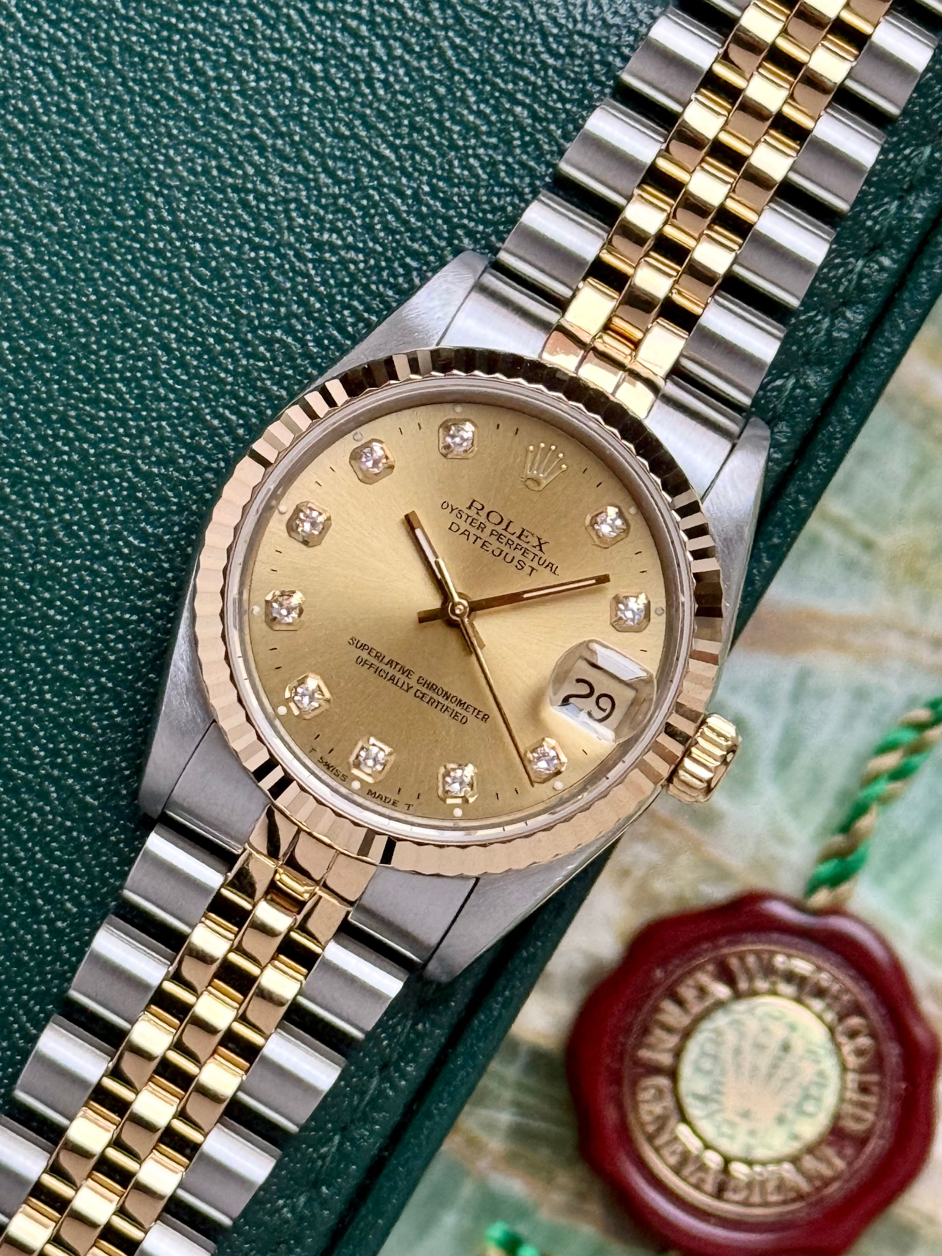 Rolex Midsize Datejust 68273 Gold 1995 with original box and papers