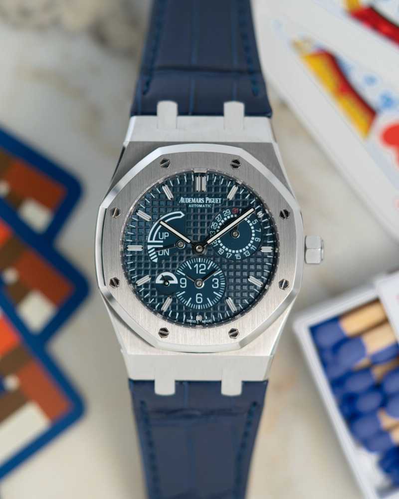 Image for Audemars Piguet Royal Oak "Dual Time" 26124ST Blue 2017 with original box and papers