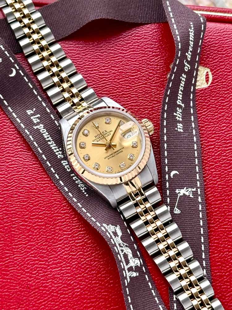 Image for Rolex Lady-Datejust "Diamond" 69173G Gold 1995 with original box and papers 2