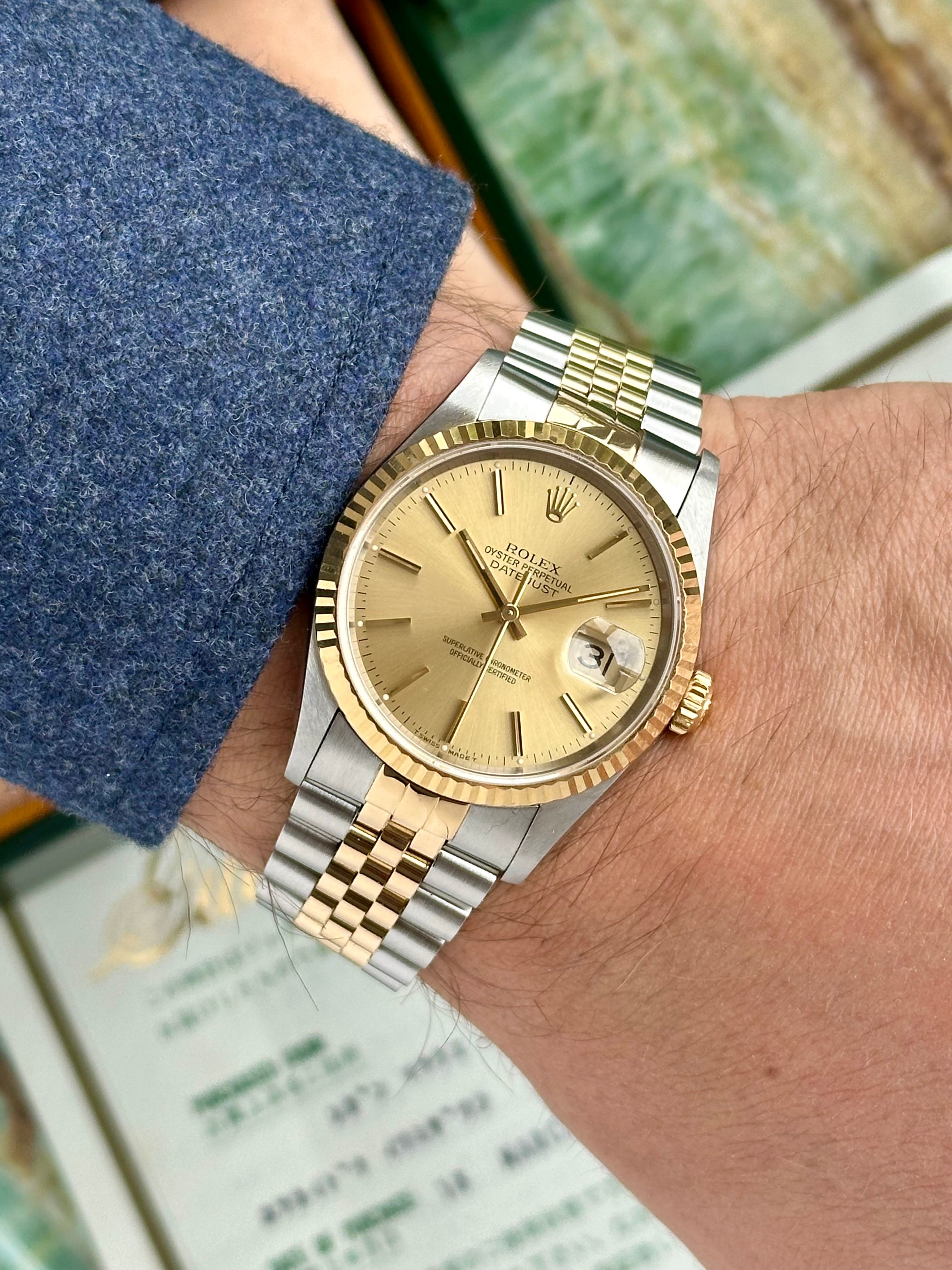 Rolex Datejust 16233 Gold 1995 with original box and papers