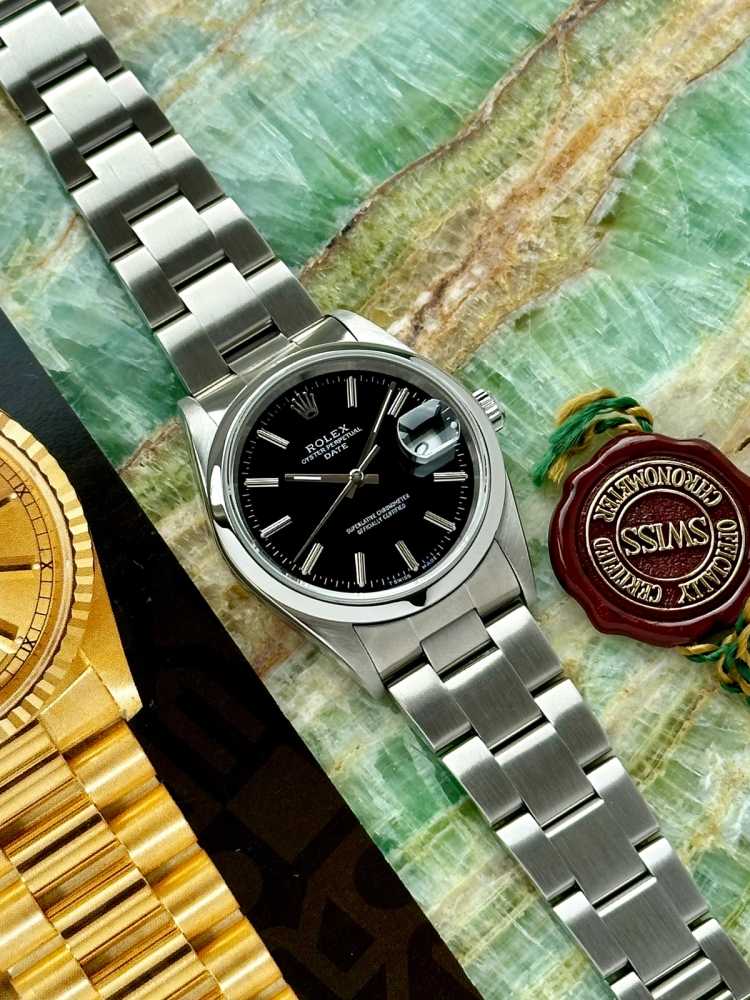 Image for Rolex Oyster Perpetual Date 15200 Black 1993 with original box and papers