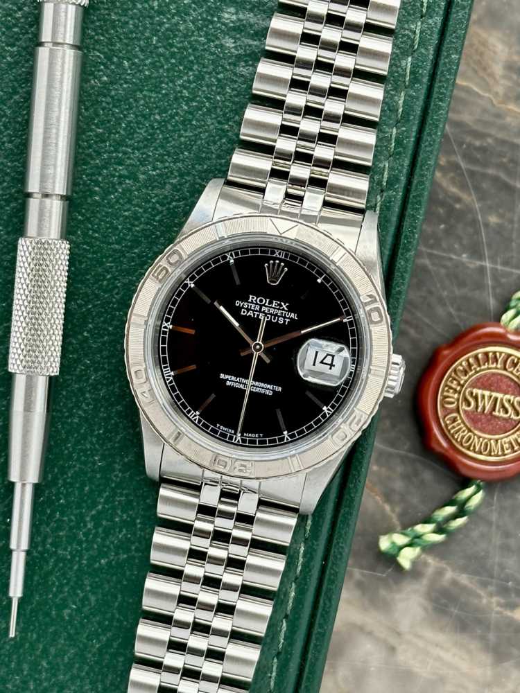 Featured image for Rolex Datejust 16264 Black 1990 with original box and papers