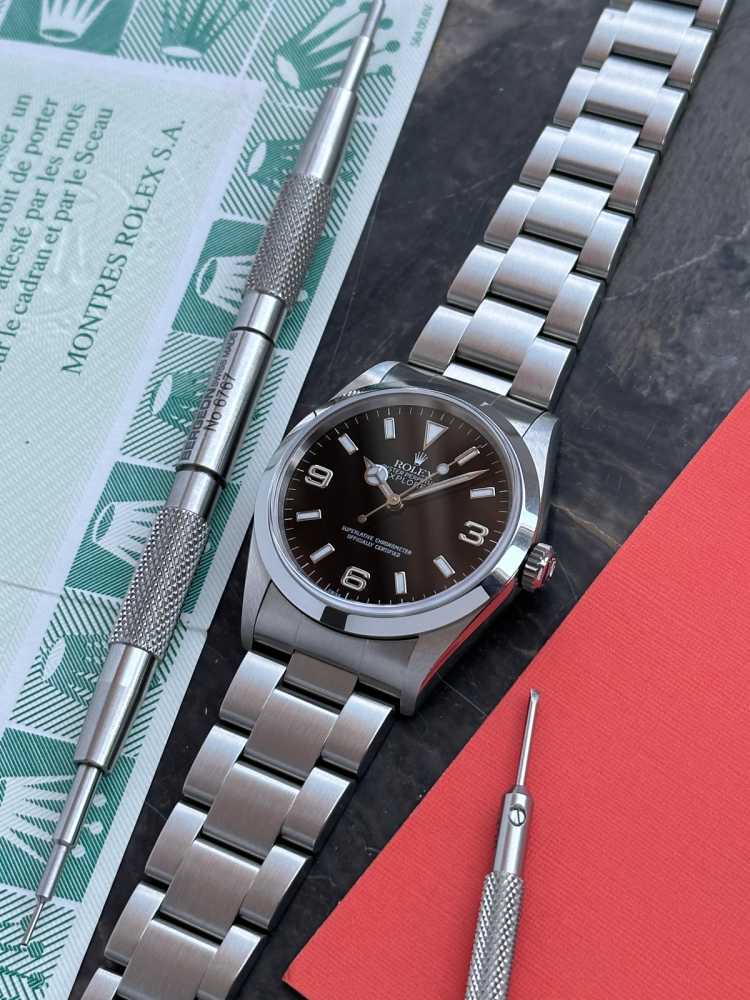 Detail image for Rolex Explorer 1 14270 Black 2000 with original box and papers